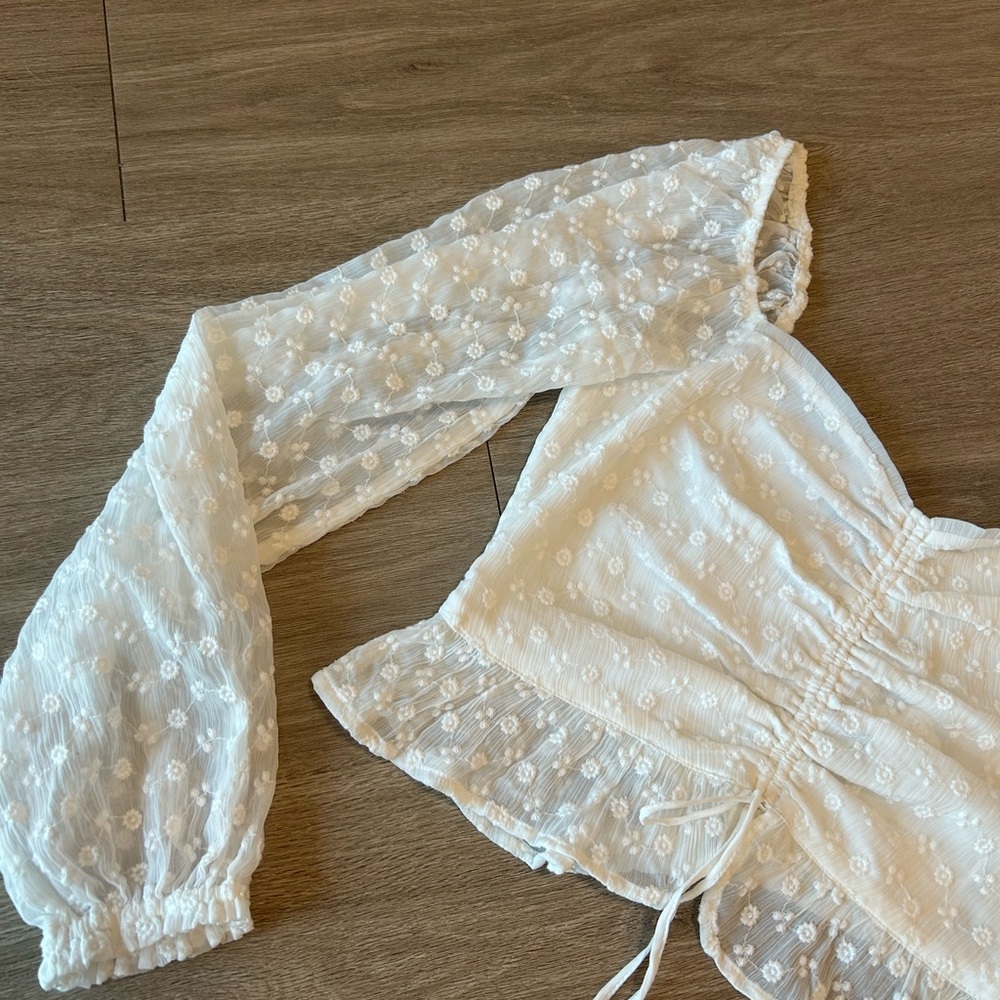 Hollister White Textured Blouse